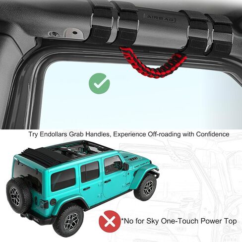 الاستيلاء على مقابض 2018-2025 Jeep Wrangler JL & Gladiator ، Airbag-Safe تناسب الصحراء/Rubicon/Willeys/4xe/Sport ، Hardtop & Soft Top (بدون سماء واحدة) ، Black 2 Packs in Kuwait