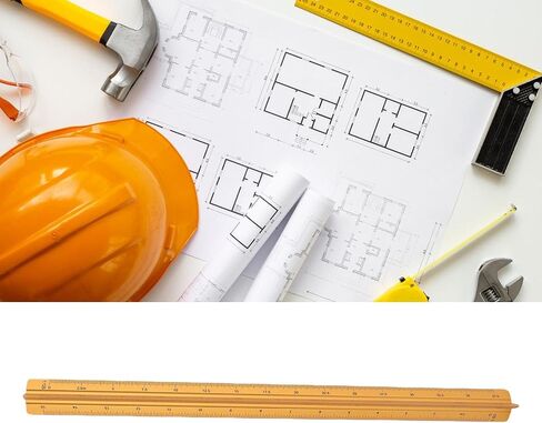 مقياس هندسي من الألومنيوم مقاس 30 سم مسطرة مهندس معماري مثلثة للرسوم التوضيحية الفنية الهندسية وصياغة الهندسة المعمارية للاستخدام الاحترافي (ذهبي) in Saudi Arabia