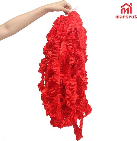 حافة مكشكشة طويلة جدًا، حافة شريط أحمر للخياطة، 33 ياردة × 1.6 بوصة عرض، قماش ساتان مكشكش مطوي ودانتيل شيفون مجمّع، حواف طبقة واحدة مكشكشة لامعة من دانتيل لحرف تزيين المنزل in Kuwait