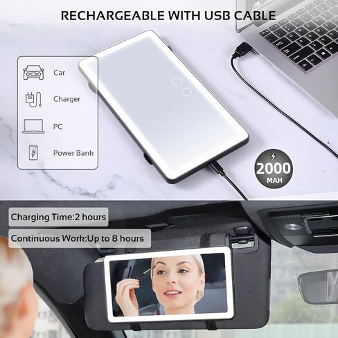 Car Sun Visor Vanity Mirror with 3 Light Modes & 80 LEDs, Rechargeable LED Makeup Mirror-Dimmable Touch Control,Universal for Truck SUV-Car Accessories Essentials for Women(Pink) in Kuwait