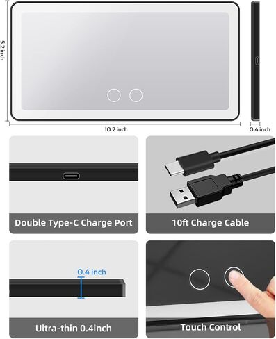 Car Sun Visor Vanity Mirror with 3 Light Modes & 80 LEDs, Rechargeable LED Makeup Mirror-Dimmable Touch Control,Universal for Truck SUV-Car Accessories Essentials for Women(Pink) in Kuwait