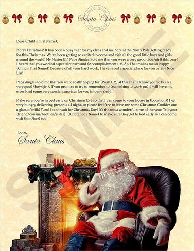 North Pole Letters Personalized Christmas Letter and Nice List Certificate from Santa Claus - Custom Letter & Certificate from Santa for Kids, Mailed to Your Child from The North Pole in Saudi Arabia