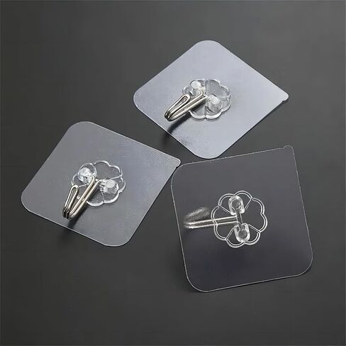 Generic 10 Pcs Heavy Duty Transparent Plastic Wall Hooks for Keys, Bathroom, Shower, Kitchen, Office, Outdoor, Removable Sticky Ceiling Hooks in Saudi Arabia