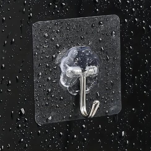 Generic 10 Pcs Heavy Duty Transparent Plastic Wall Hooks for Keys, Bathroom, Shower, Kitchen, Office, Outdoor, Removable Sticky Ceiling Hooks in Saudi Arabia