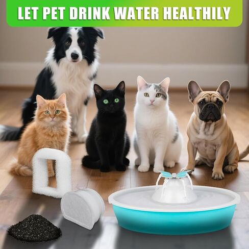 Foam Pre-Filter and Carbon Filter for Petsafe Compatible with Drinkwell Fountain Stainless Steel 360 Avalon, Pagoda Seascape and Sedona Water Bowl, Dog and Cat Pet Water Fountain Prefilters(16 Packs) in Kuwait