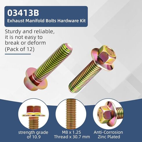 03413B مجموعة أدوات مسامير العادم المنوع لـ LS1 مسامير الرأس LSX LS2 LS3 LS6 LS7 GM Vortec 4.8L 5.3L 6.0L 6.2L 03413B 11518860 11609481 الصف 10.9 12 قطعة in Kuwait