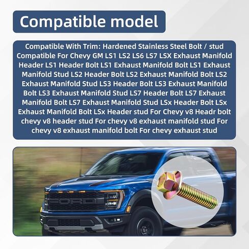 03413B مجموعة أدوات مسامير العادم المنوع لـ LS1 مسامير الرأس LSX LS2 LS3 LS6 LS7 GM Vortec 4.8L 5.3L 6.0L 6.2L 03413B 11518860 11609481 الصف 10.9 12 قطعة in Kuwait