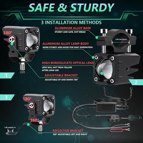 MONDEVIEW LED Motorcycle Auxiliary Light Kit, 5 Modes, Spot Driving Lights, Compatible with Tractor Truck ATV UTV SUV Boat in Saudi Arabia