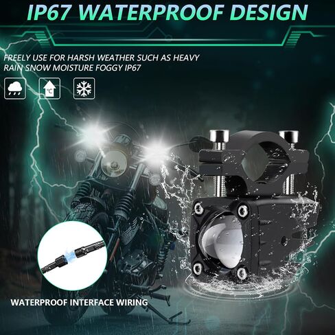 MONDEVIEW LED Motorcycle Auxiliary Light Kit, 5 Modes, Spot Driving Lights, Compatible with Tractor Truck ATV UTV SUV Boat in Saudi Arabia