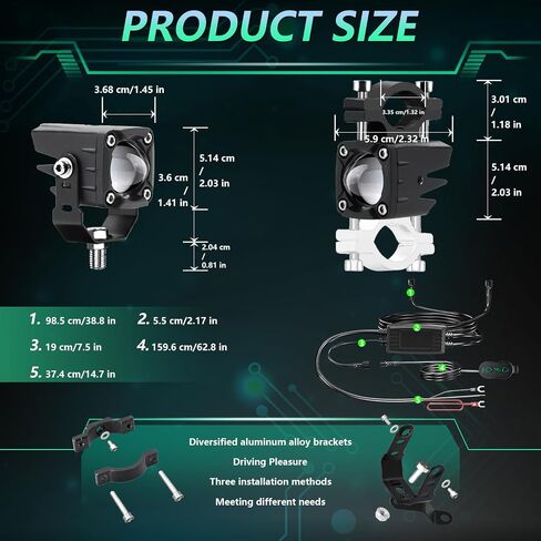 MONDEVIEW LED Motorcycle Auxiliary Light Kit, 5 Modes, Spot Driving Lights, Compatible with Tractor Truck ATV UTV SUV Boat in Saudi Arabia
