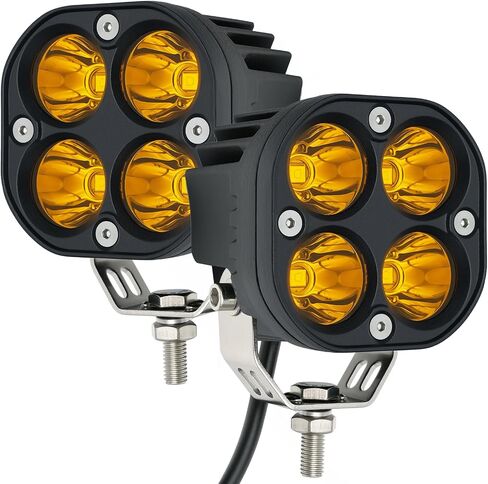 2-Pack 40W 3Inch Yellow Spot Beam LED Pod Light - Bright Off-Road Driving Fog Lights, Waterproof Auxiliary Ditch Lights for Truck, SUV, ATV, Boat, Motorcycle, Pickup, Tractor in Kuwait