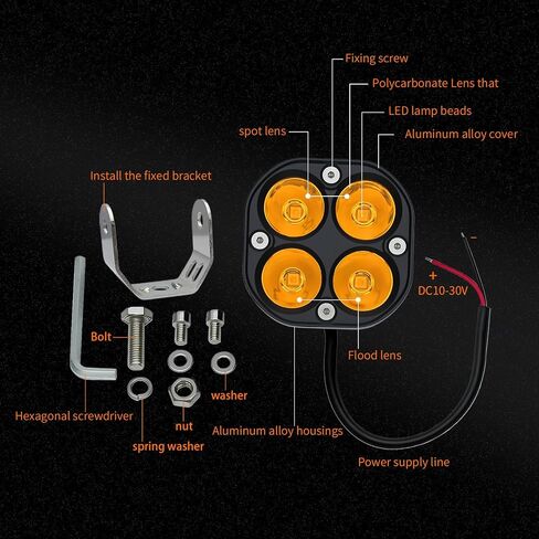 2-Pack 40W 3Inch Yellow Spot Beam LED Pod Light - Bright Off-Road Driving Fog Lights, Waterproof Auxiliary Ditch Lights for Truck, SUV, ATV, Boat, Motorcycle, Pickup, Tractor in Kuwait