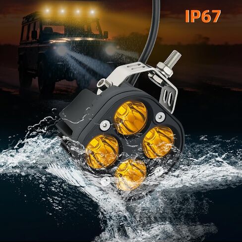 2-Pack 40W 3Inch Yellow Spot Beam LED Pod Light - Bright Off-Road Driving Fog Lights, Waterproof Auxiliary Ditch Lights for Truck, SUV, ATV, Boat, Motorcycle, Pickup, Tractor in Kuwait