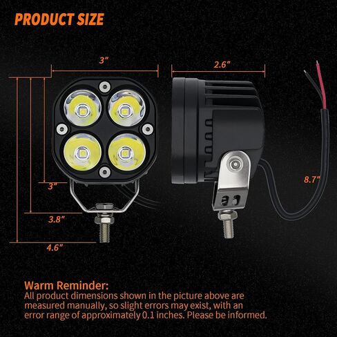 2-Pack 40W 3Inch Yellow Spot Beam LED Pod Light - Bright Off-Road Driving Fog Lights, Waterproof Auxiliary Ditch Lights for Truck, SUV, ATV, Boat, Motorcycle, Pickup, Tractor in Kuwait