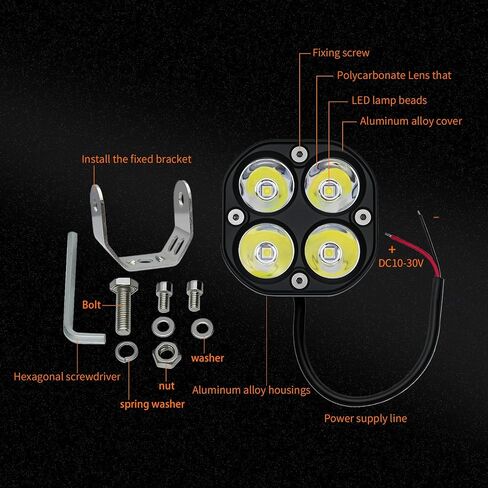 2-Pack 40W 3Inch Yellow Spot Beam LED Pod Light - Bright Off-Road Driving Fog Lights, Waterproof Auxiliary Ditch Lights for Truck, SUV, ATV, Boat, Motorcycle, Pickup, Tractor in Kuwait