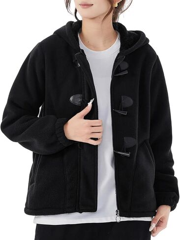 معاطف شتوية JiangWu للنساء بسحاب كامل وسترة من الصوف القطبي مبطنة بصوف الشيربا معطف دافئ للاستخدام الخارجي in Kuwait