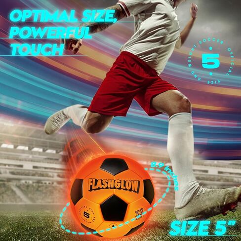 Light Up Soccer Ball Gift For Boys: Glow In The Dark - Toys For Kids & Teens Ages 8-15 - Birthday Christmas Easter Ideas - Outdoor Sports Activity Night Play - 8 9 10 11 12 13 14 15 Years Old Teenager in Saudi Arabia