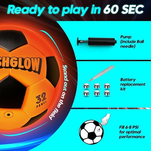 Light Up Soccer Ball Gift For Boys: Glow In The Dark - Toys For Kids & Teens Ages 8-15 - Birthday Christmas Easter Ideas - Outdoor Sports Activity Night Play - 8 9 10 11 12 13 14 15 Years Old Teenager in Saudi Arabia