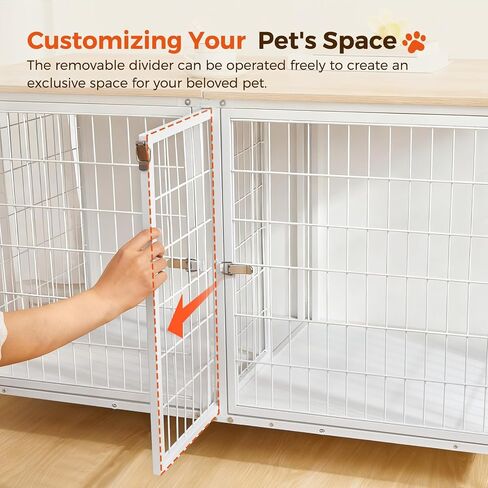 MAHANCRIS Dog Crate Furniture for 2 Dogs, 43.3" Dog Kennel with Removable Divider, Heavy Sturdy Dog Furniture Style Double Cage for Small Medium Dog, Indoor Dog House End Table, Rustic Brown DCHR1201 in Kuwait