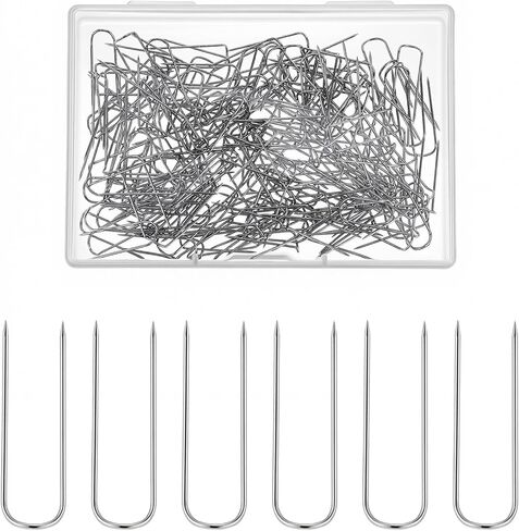 200 قطعة من دبابيس الخياطة على شكل حرف U، دبوس شوكة لخياطة اللحف، دبوس من الفولاذ المقاوم للصدأ، دبوس مزدوج لإبرة على شكل حرف U لصنع المجوهرات بنفسك (فضي) in Kuwait