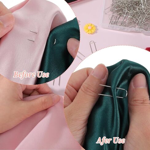 200 قطعة من دبابيس الخياطة على شكل حرف U، دبوس شوكة لخياطة اللحف، دبوس من الفولاذ المقاوم للصدأ، دبوس مزدوج لإبرة على شكل حرف U لصنع المجوهرات بنفسك (فضي) in Kuwait