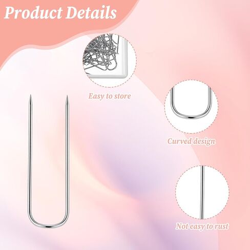 200 قطعة من دبابيس الخياطة على شكل حرف U، دبوس شوكة لخياطة اللحف، دبوس من الفولاذ المقاوم للصدأ، دبوس مزدوج لإبرة على شكل حرف U لصنع المجوهرات بنفسك (فضي) in Kuwait