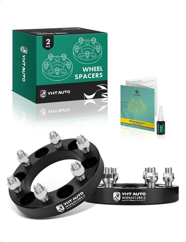 YHTAUTO 6x5.5 Wheel Spacers 1 inch Fits Chevrolet Silverado, Tahoe, C/K, GMC Sierra,Yukon, Cadillac Escalade, Forged 6x139.7mm Tire Spacers 25mm with M14x1.5 Studs 108mm Hub Bore 2Pcs, Black in Saudi Arabia
