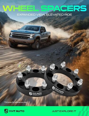 YHTAUTO 6x5.5 Wheel Spacers 1 inch Fits Chevrolet Silverado, Tahoe, C/K, GMC Sierra,Yukon, Cadillac Escalade, Forged 6x139.7mm Tire Spacers 25mm with M14x1.5 Studs 108mm Hub Bore 2Pcs, Black in Saudi Arabia