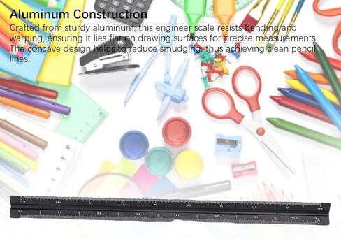 Estink Metric Triangular Engineer Scale Ruler, Durable Aluminum Triangle Ruler for Architects with Precision Scale, Long Lasting Readability, Portable Design, Ideal for Engineering, in Saudi Arabia
