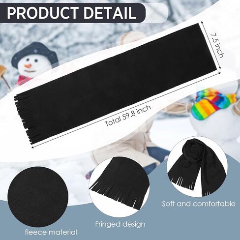 24 Pieces Winter Scarves in Bulk Men Women Polar Fleece Scarves Warm Winter Tassel Scarf Homeless Care Gift Unisex Christmas in Kuwait