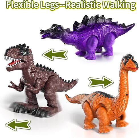 Lucky Doug 3 Pack Electric Realistic Dinosaur Toys with Simulated Sound ＆ Light for Boys Kids Aged 3 4 5 Years Old - Perfect Jurassic Tyrannosaurus Rex Gift for Christmas and Birthday in Kuwait