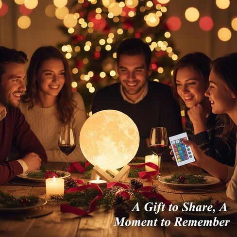 Mydethun Engraved Moon Lamp, 16 Colors Ideal Gift for Valentine's Day, Mother's Day, Birthdays, Christmas, and Home Decor Piece, with Remote Control and Wooden Base, 5.9 inch in Kuwait