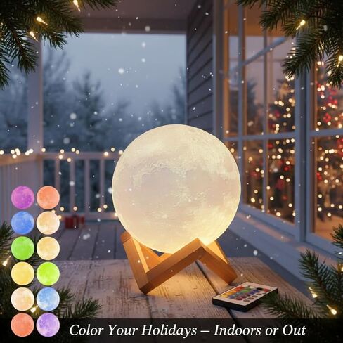 Mydethun Engraved Moon Lamp, 16 Colors Ideal Gift for Valentine's Day, Mother's Day, Birthdays, Christmas, and Home Decor Piece, with Remote Control and Wooden Base, 5.9 inch in Kuwait
