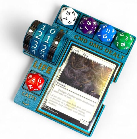 Command Zone Tray with Life Counter and Dice for MTG Commander EDH (Light Blue) in Saudi Arabia