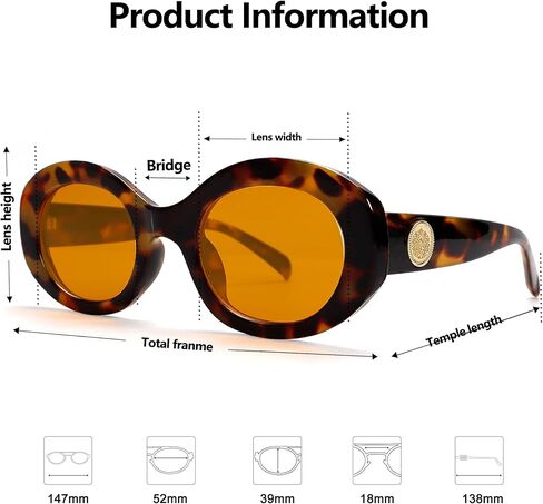 Tya Retro Oval Sunglasses for Women 90s Round Chic UV400 Protection 2025 Crunky Chicen Frame Classes in Kuwait