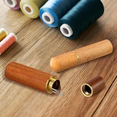 4 قطع صندوق خياطة خشبي محمول، حامل صندوق خشبي متعدد الاستخدامات للإبر، أداة حياكة يدوية لإبرة التطريز والتخزين، مسواك وتخزين الخرز in Kuwait