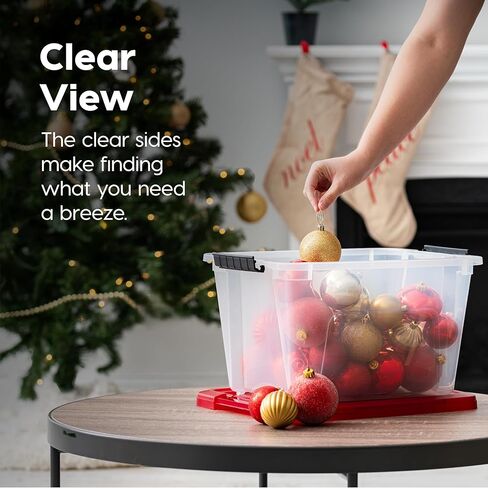 ايريس الولايات المتحدة الأمريكية 91 كيو تي. صناديق تخزين بلاستيكية قابلة للتكديس مع أغطية، 4 عبوات - خالية من مادة BPA، محلول تنظيم شفاف، مزالج، حاويات متينة قابلة للتعشيش، مقبض سحب آمن، صنع في الولايات المتحدة الأمريكية - أحمر in Kuwait