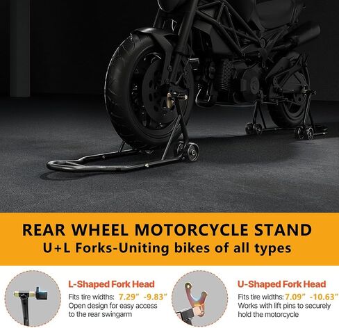 Global Motorcycle Stand Lift Combo – 850 LBS Capacity, Heavy-Duty Front Fork & Rear U+L Fork, Adjustable, Anti-Slip, Easy Assembly, Sport & Dirt Bikes, Front + Rear Brackets | Black | 2 Pieces in Saudi Arabia