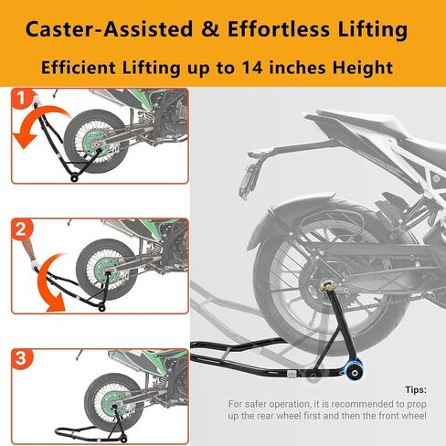 Global Motorcycle Stand Lift Combo – 850 LBS Capacity, Heavy-Duty Front Fork & Rear U+L Fork, Adjustable, Anti-Slip, Easy Assembly, Sport & Dirt Bikes, Front + Rear Brackets | Black | 2 Pieces in Saudi Arabia