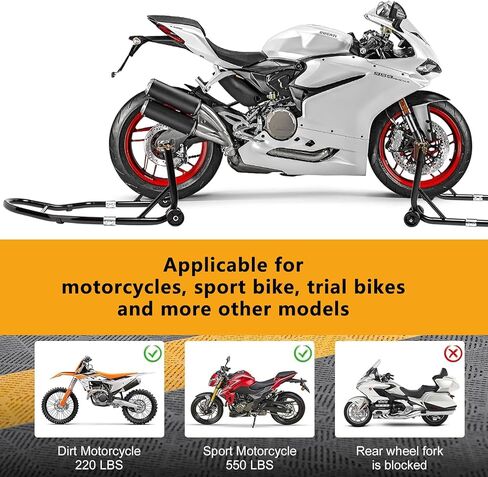 Global Motorcycle Stand Lift Combo – 850 LBS Capacity, Heavy-Duty Front Fork & Rear U+L Fork, Adjustable, Anti-Slip, Easy Assembly, Sport & Dirt Bikes, Front + Rear Brackets | Black | 2 Pieces in Saudi Arabia