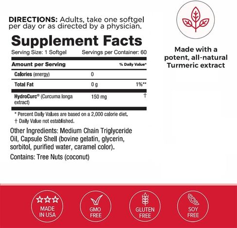 3 Pack HydroCurc Turmeric Curcumin Softgels, Highly Bioavailable MCT Oil Nanoparticle for Potency & Absorption, Joint Health, 180 Softgels in Saudi Arabia