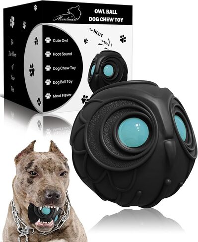 Giggle Ball for Dogs Owl Dog Toys for Aggressive Chewers Medium Large Dogs Gift for Dog Jolly Ball Natural Rubber Cute Owl Hoot(Tougher Rubber) in Saudi Arabia