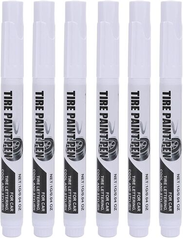 ZJchao 6 Pcs Tire Marker Pens, Long Lasting White Tire Paint Pens for Precise Detailing and Lettering, with Strong Adhesion and Smooth Writing, for Car Tires and Outdoor Use in Saudi Arabia