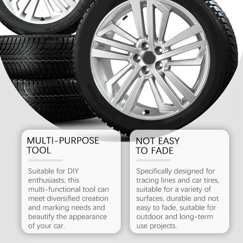 ZJchao 6 Pcs Tire Marker Pens, Long Lasting White Tire Paint Pens for Precise Detailing and Lettering, with Strong Adhesion and Smooth Writing, for Car Tires and Outdoor Use in Saudi Arabia