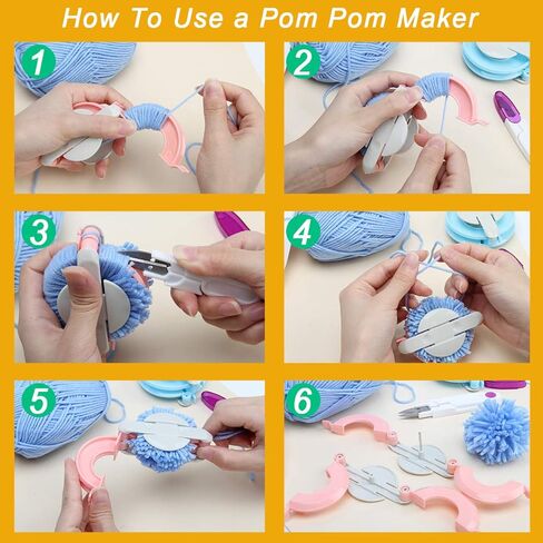 مجموعة أدوات صانع بوم بومس 4 مقاسات من Zhaoyao Pompom Makers DIY من أجل مشروع حياكة غزل الصوف DIY مع مقص القاطع (مع الملحقات (10+10) in Kuwait