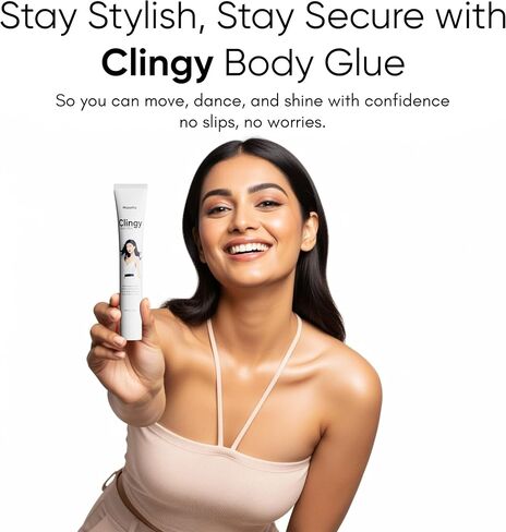 Clingy Body Glue – Sweat-Resistant, Skin-Safe Adhesive for Fashion & Styling Strapless Outfit & Dress Fixer, Clothing Hold Roll-On, Secure Fit, Non-Irritating 20 ml White in Saudi Arabia