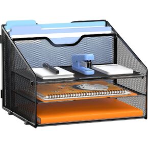 منظم صينية الرسائل، منظم ملفات مكتبي شبكي مع 3 أدراج ورقية وقسمين عموديين، فارغ in Kuwait