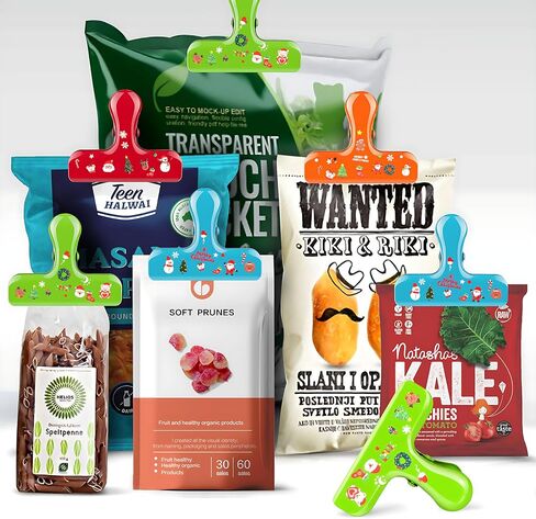 12 Pack Stainless Steel Chip Bag Clips - 4 Colors with DIY Christmas Stickers - Airtight Seal, Heavy Duty, 3 Inch, Perfect for Kitchen & Office Storage, No Sharp Edges, Fun & Functional in Saudi Arabia