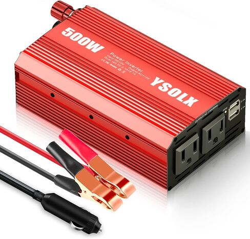 YSOLX 600W عاكس الطاقة 12V إلى 110V، DC إلى AC Car Inverter مع 65W USB-C/USB-شحن سريع (24W)/منفذ تيار متردد مزدوج، محول شاحن سيارة سريع للهاتف/الكمبيوتر المحمول/رحلة الطريق/التخييم (محدث) in Saudi Arabia