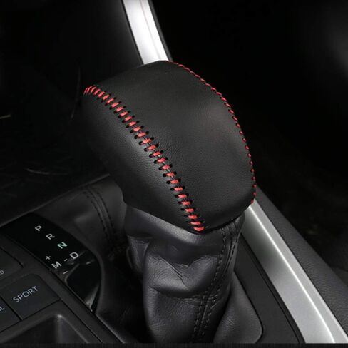 Leather Gear Shift Knob Cover Compatible with RAV4 2019-2025 Highlander 2020-2024 Car Protect Accessories (Black) in Saudi Arabia